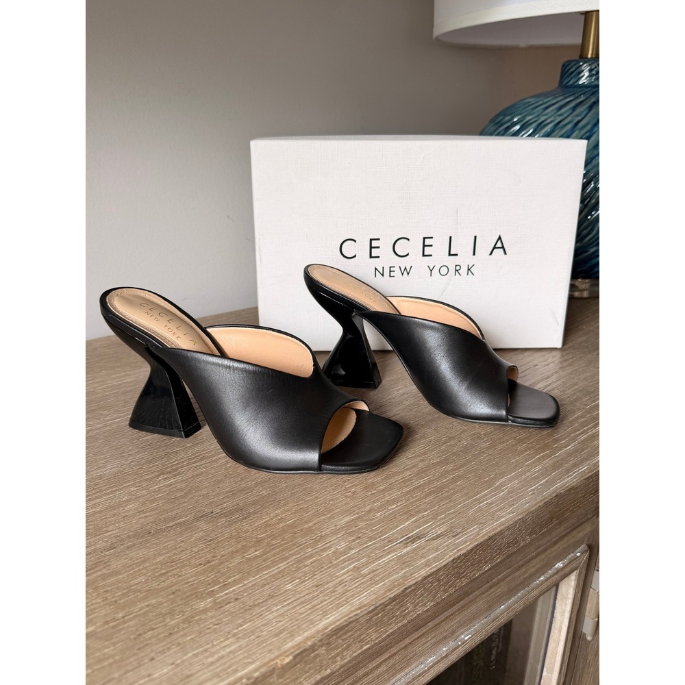 Cecelia New York Architectural Flared Heel Mules Women Black 6